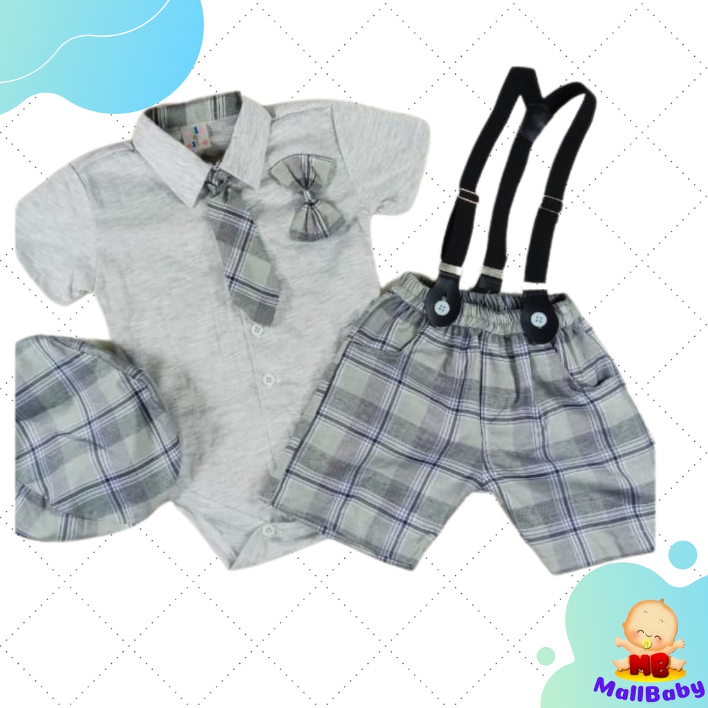 Baju Bayi Laki Laki 0 3 6 9 12 Bulan Setelan Jumper Anak Bayi Cowok Tuxedo Jas Bayi Topi Suspender