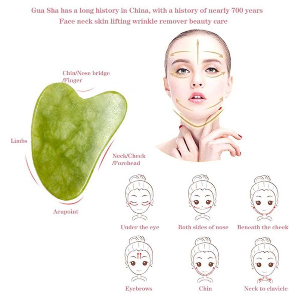 Needway   Gua Sha Papan Mengangkat Kulit Tubuh Anti-Aging Wajah Tipis Alami Batu Giok Pijat Wajah