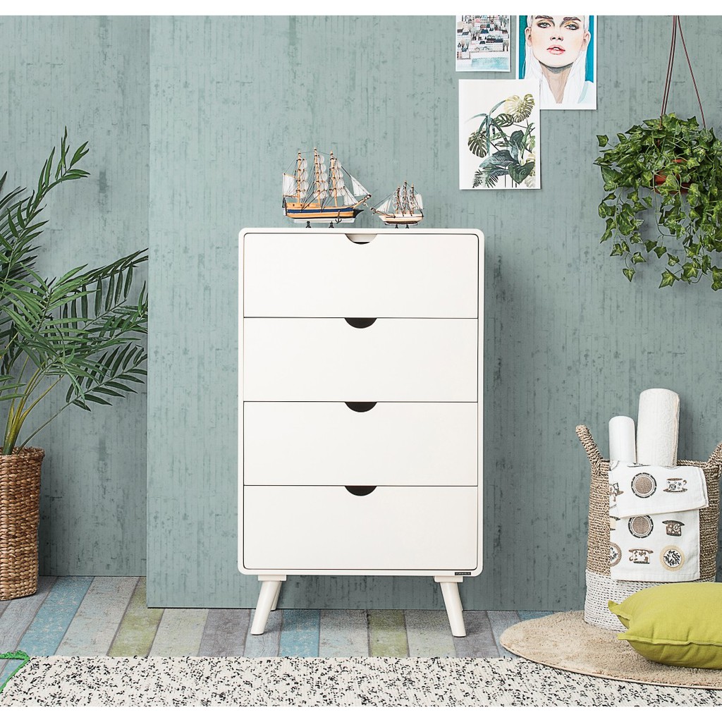 iFurnholic Modernica 4 Drawer Lemari Putih  Tulang  
