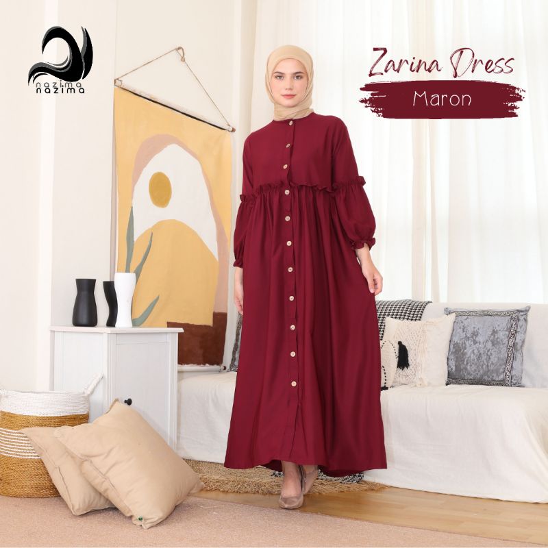Nazima Gamis Dewasa Zarina Dress-Maron