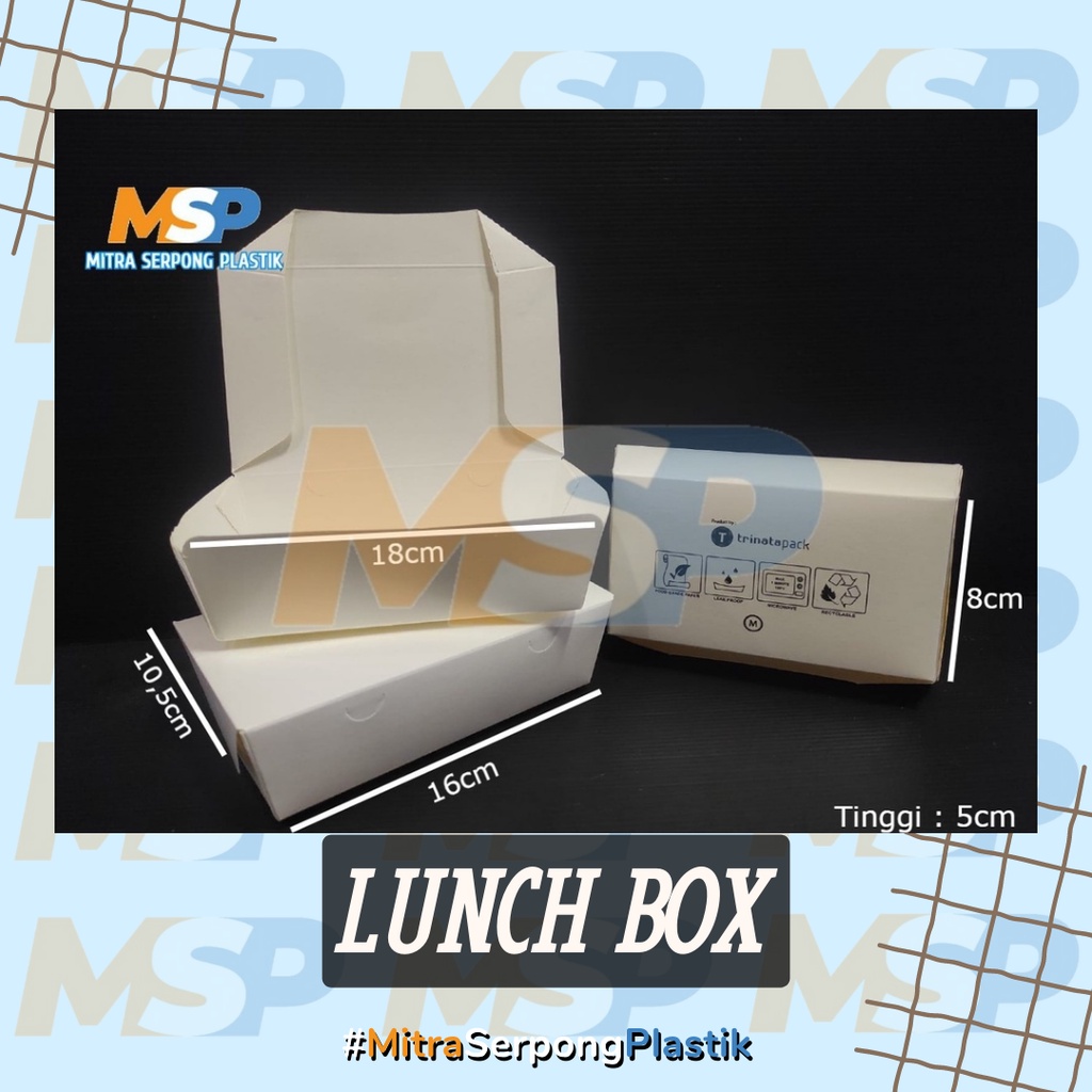 

MSP ~ LUNCH BOX | BOX PAPER PUTIH M&L *50PCS