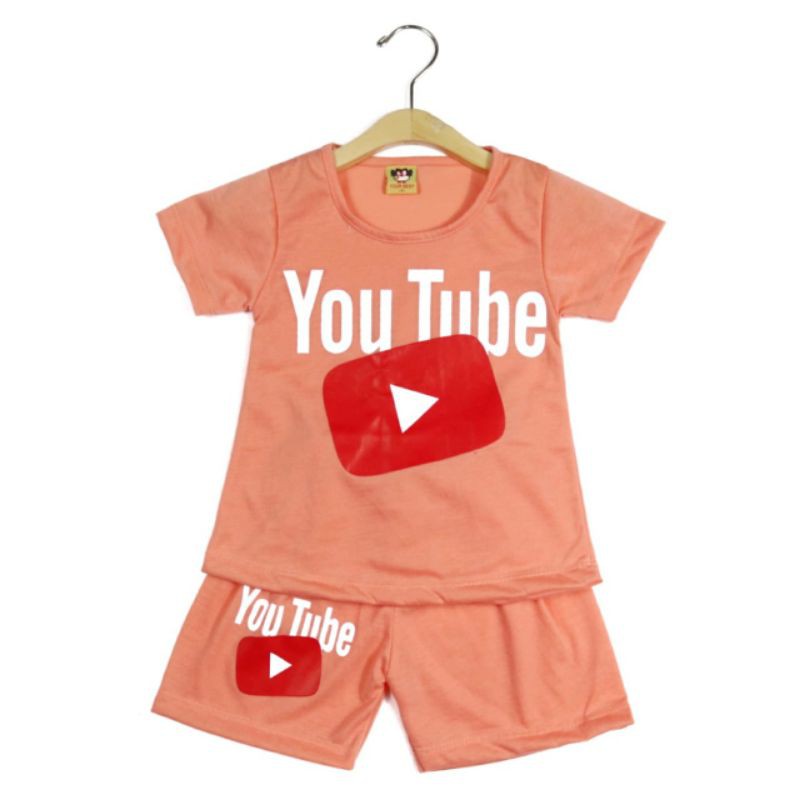 SETELAN SIKUNING PAKAIAN BAJU ANAK PEREMPUAN MOTIF YOUTUBE 2-7 TAHUN