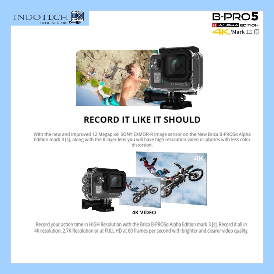 PROMO Murah !!! - Brica B-Pro 5 Alpha Edition 4K Mark III S (AE3S) - Free T-Shirt - BPRO5 Action Cam-4