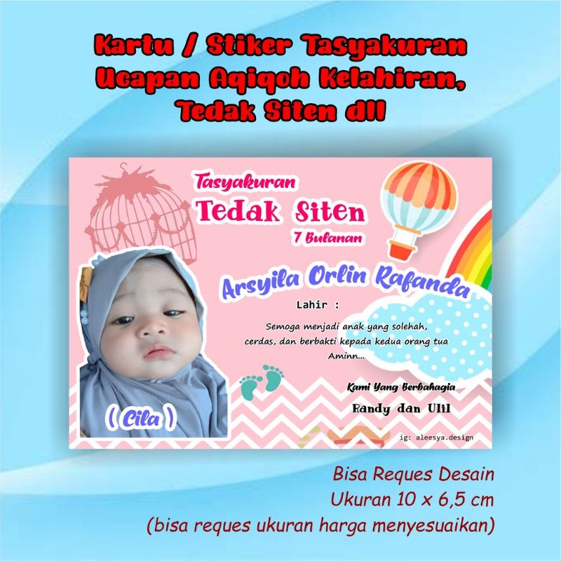 

Stiker Tasyakuran Kartu Tasyakuran Kelahiran Aqiqoh Ulang Tahun Dll bisa reques desain karakter