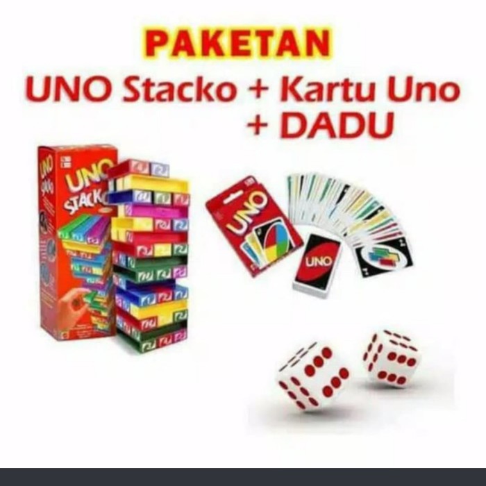 Image of Paket UNO Stacko Balok & Kartu UNO Flip Staco 2 dadu #0
