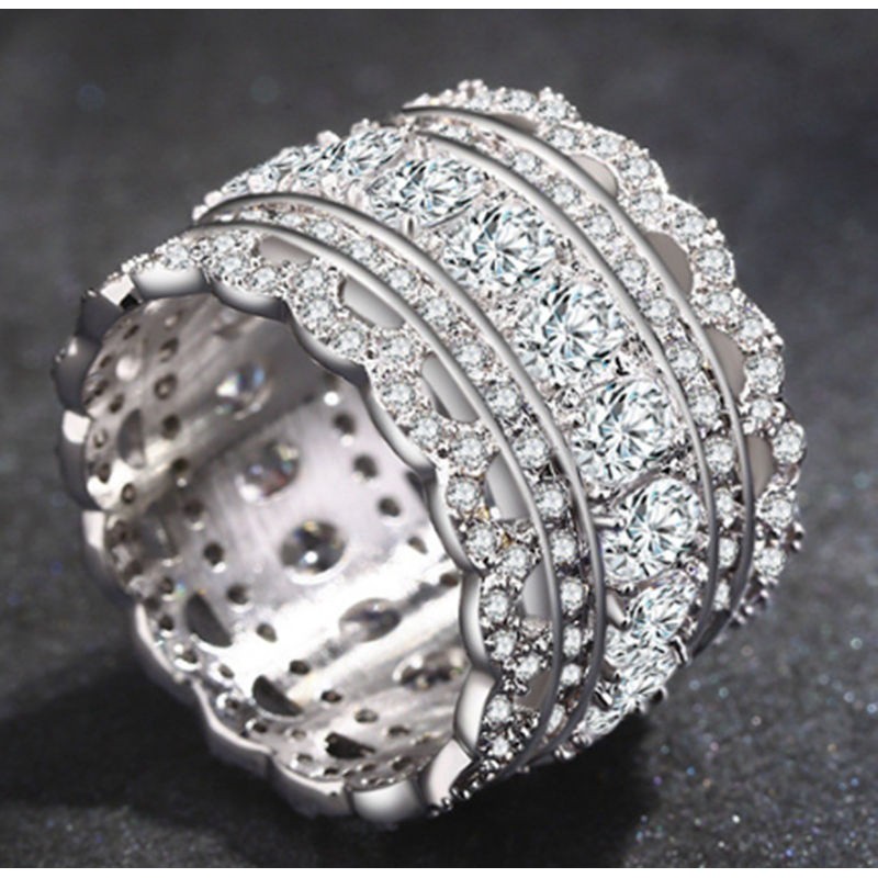 SEUSUK  Cincin Kawin / Tunangan Hias Batu Safir Putih Alami untuk Wanita