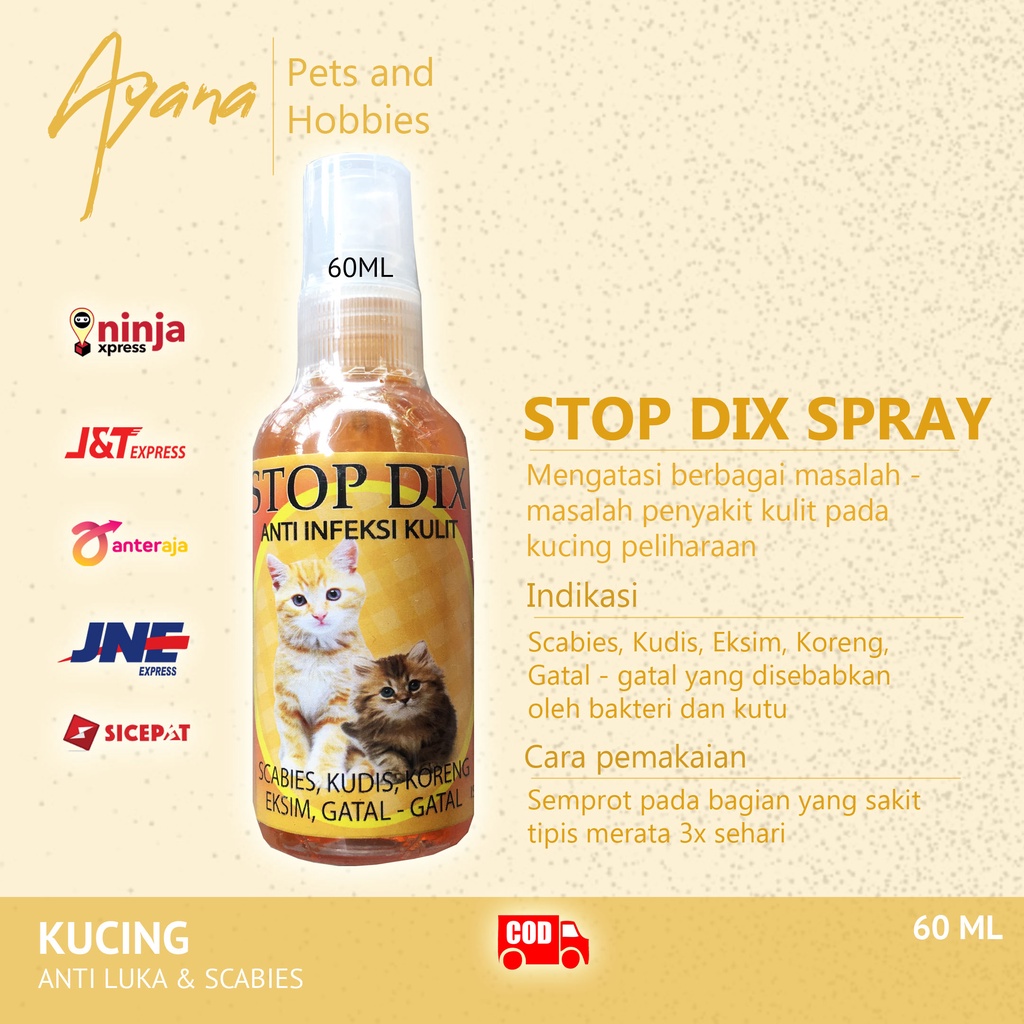 Jual OBAT SCABIES KUCING STOP DIX SPRAY 60Ml DAN OBAT LUKA BISUL GUDIG