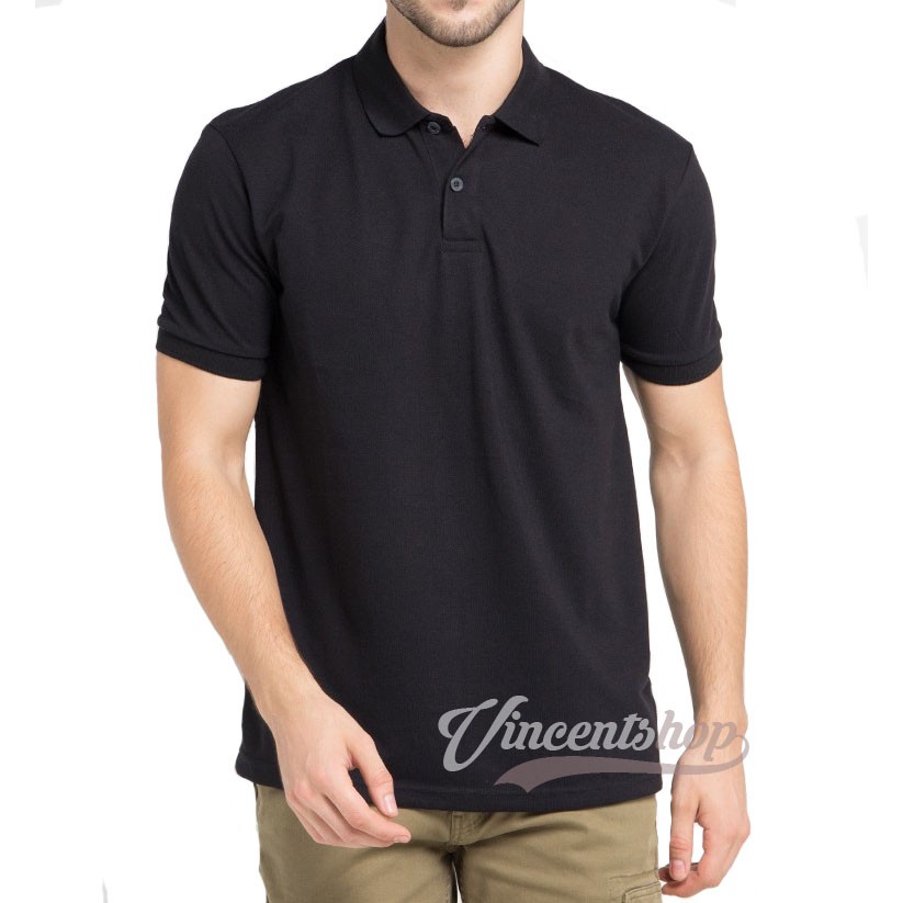 VNCENT.ID POLO SHIRT PRIA / Kaos Polo Pria / Kaos Berkerah Pria / Kaos Polos-HITAM