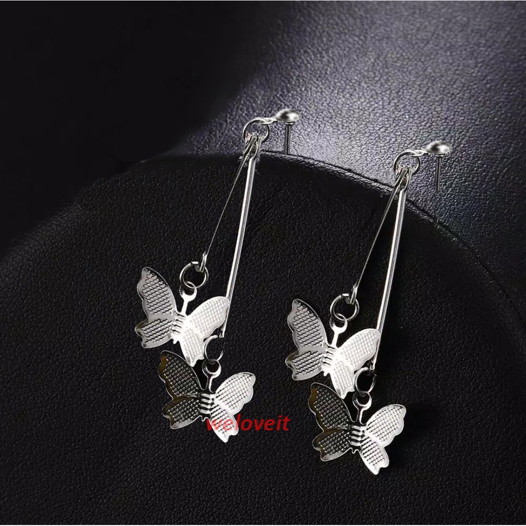 Anting wanita panjang motif kupukupu 530