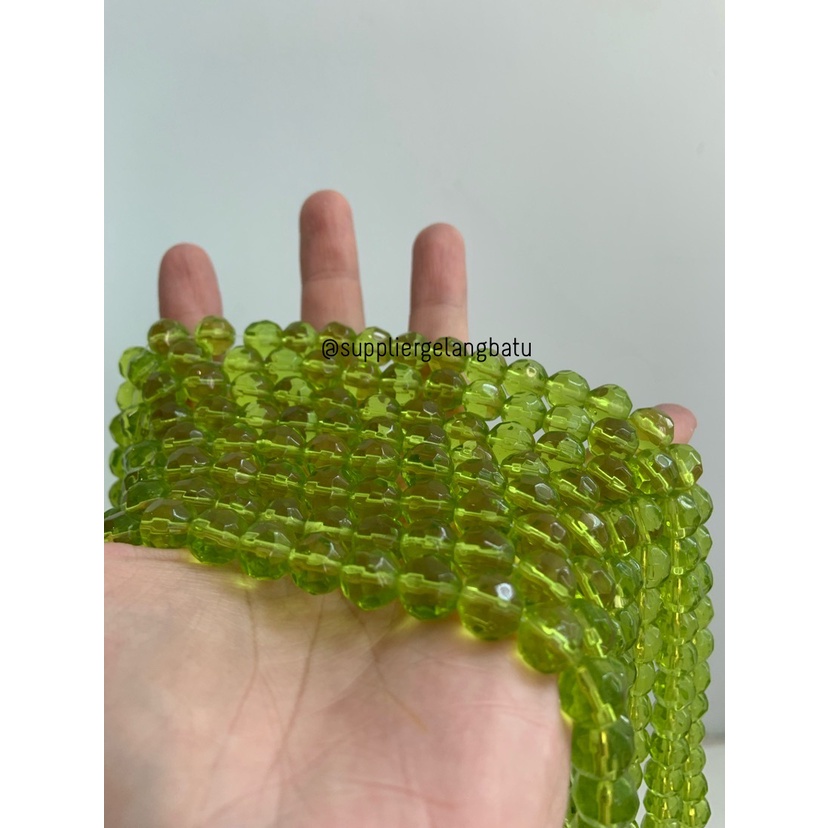 kristal bola dunia cutting 10mm lime green quartz kuarsa ceko bulat bahan kalung gelang kerajinan tangan craft manik crystal