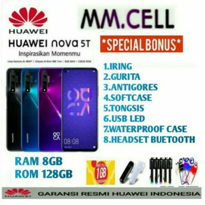 HUAWEI NOVA 5T RAM 8/128 GARANSI RESMI HUAWEI INDONESIA 1 TAHUN