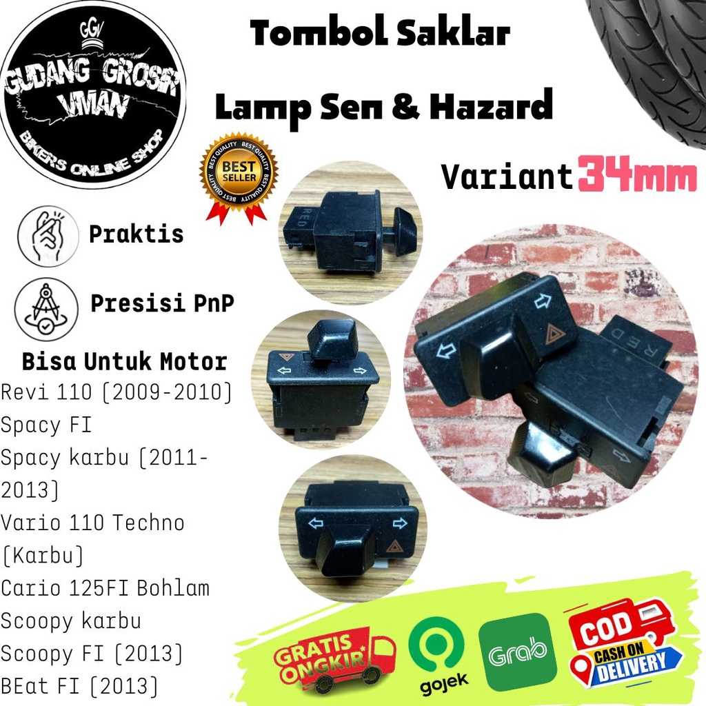 Saklar Hazard Honda PNP Saklar Sen Plus Hazard Vario Beat Scoopy Spacy 34mm PNP