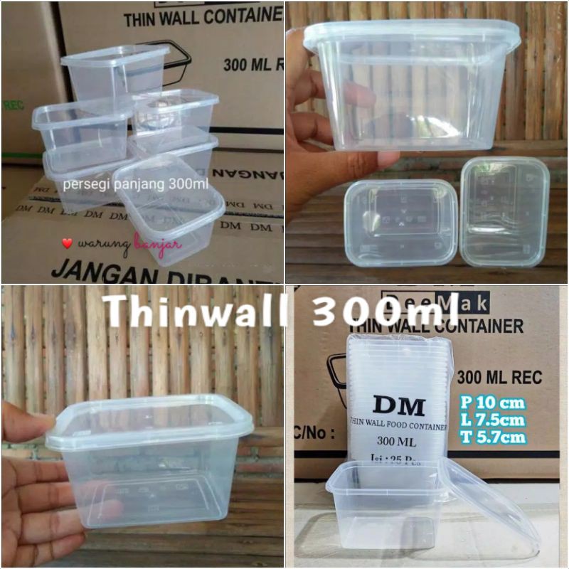 Thinwall Reqtangle 300ml isi 10 pcs Thinwall persegi 300ml Dessert Box Plastik Wadah Pudding Wadah P