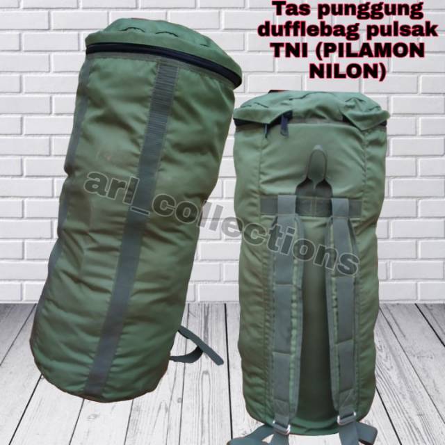 TAS PUNGGUNG JUMBO ARMY/tas kapsul DUFFLE BAG HIJAU ARMY/tas pulsak kapsul TNI / penyesak /outdoor