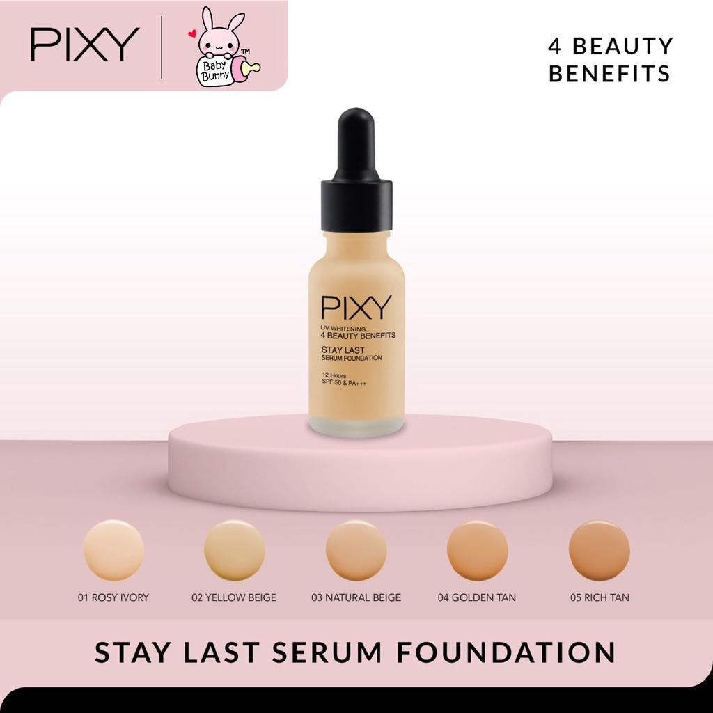 ❤ BELIA ❤ PIXY 4BB Stay Last Serum Foundation 17mL SPF 50 PA+++ | foundation cair 4 beauty benefit