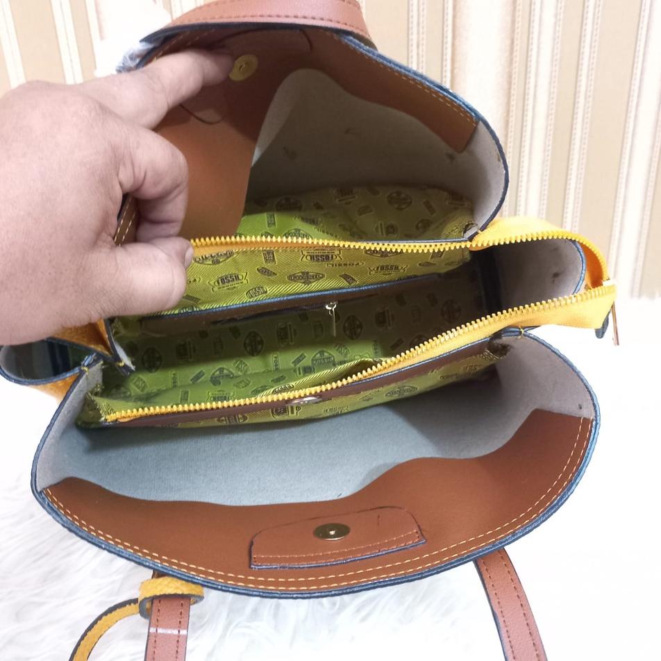{SRW.20Au22g} LAFANYA MEGAN TAS WANITA3 RUANG TAS KONDANGAN BAHAN KULIT JERUK TAS KANTOR MEWAH