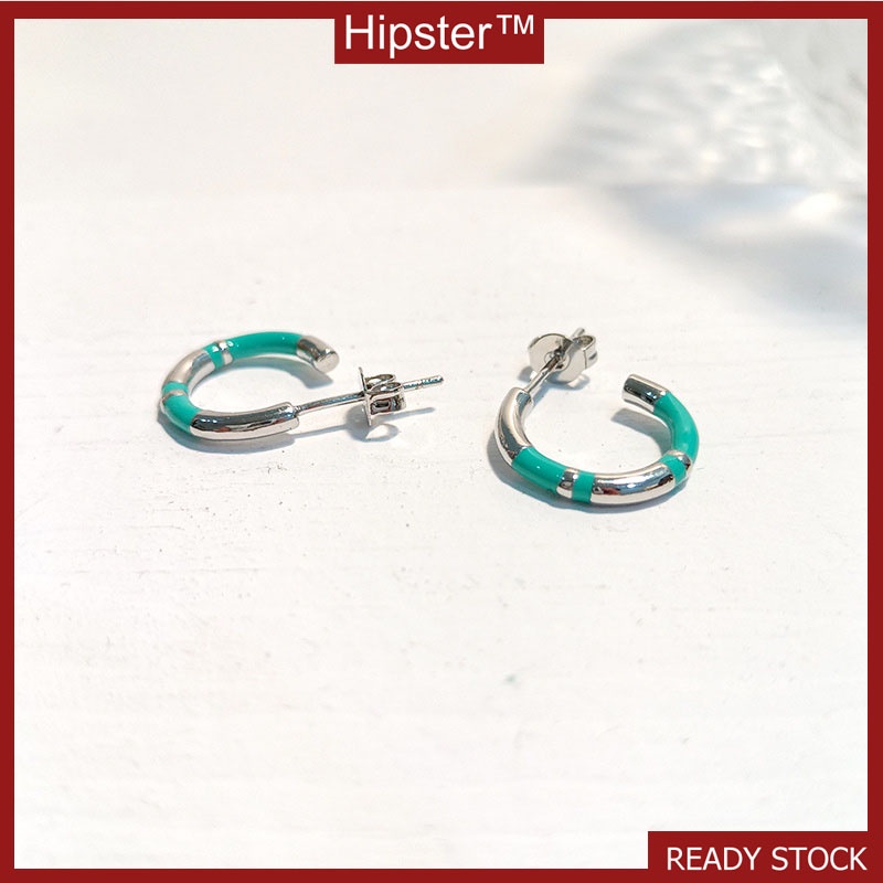 Hot Sale Punk Enamel New Mint Green Personality Stud Earrings