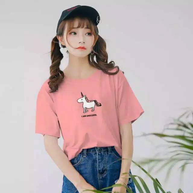 Fourfashion KAOS PENDEK WANITA I AM UNICORN FIT TO M LP