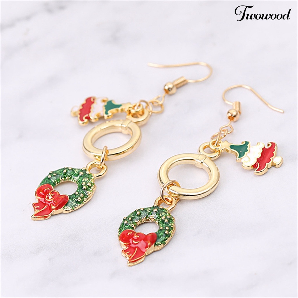 1 Pasang Anting Hook Desain Natal Untuk Anak Perempuan