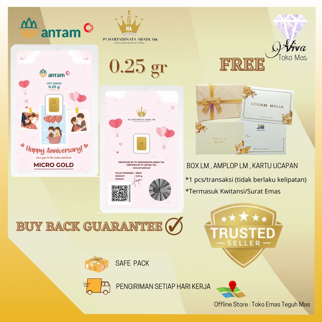 LOGAM MULIA ANTAM MICRO GOLD SERIES ANNIVERSARY PINK 999,9