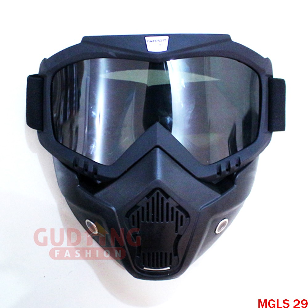 Taff SPORT BOLLFO Kacamata Goggles Mask Motor Retro Anti Glare Windproof - Black - MGLS 29