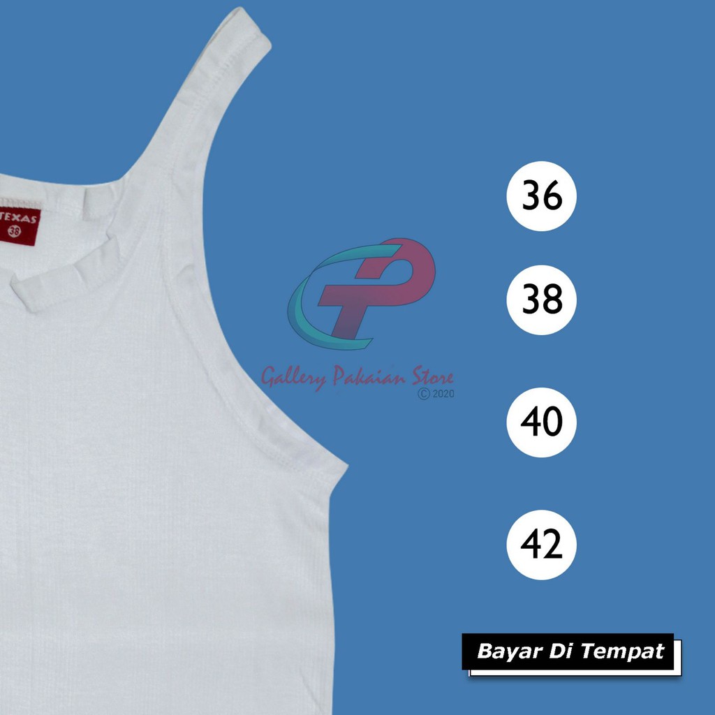 PAKET ISI 6 SINGLET PRIA TEXAS BAHAN KATUN UKURAN ORANG DEWASA TERMURAH