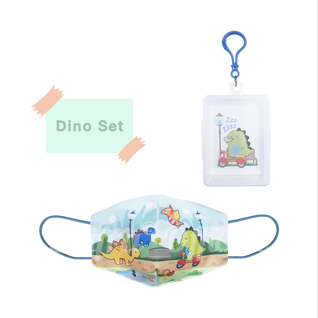 Shifra Tempat Masker Set Masker Dino Unicorn Rainbow