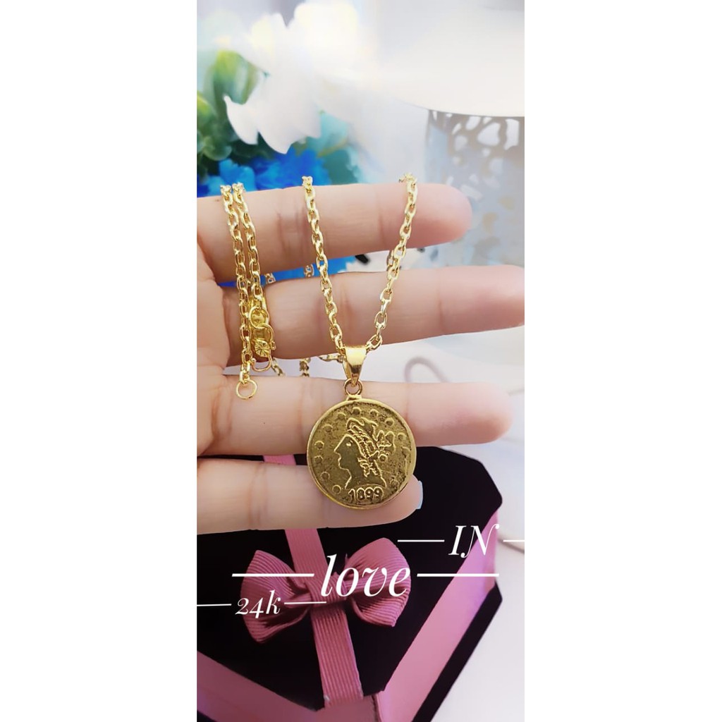 kalung koin lapis emas 24k