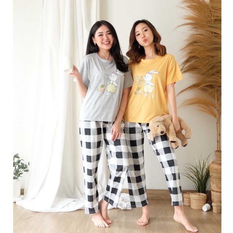 Tee Pajamas Set - Atasan Celana Baju Tidur Setelan Wanita