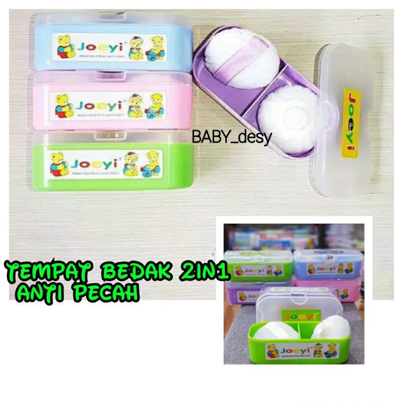 TEMPAT BEDAK BAYI 2in 1 ANTI PECAH ISI 2 PUFF / POWDER  CASE AND PUFF / KEBUTUHAN PASCA MELAHIRKAN