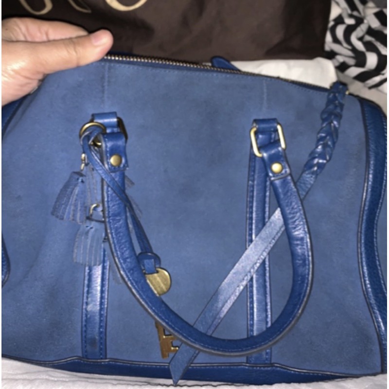 fossil blue satchel