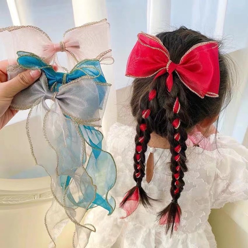 Jepit Pita Ikat Rambut Anak Perempuan Cewek Balita Kids Korea Lucu Aksesoris Anak Perempuan Model Pita Kepang Wig Anak Long Pony