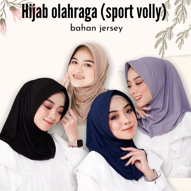 Hijab Kerudung Jilbab Sport Sporty Olahraga/ hijab instan Kain Berwarna Bahan Adem dan tebal