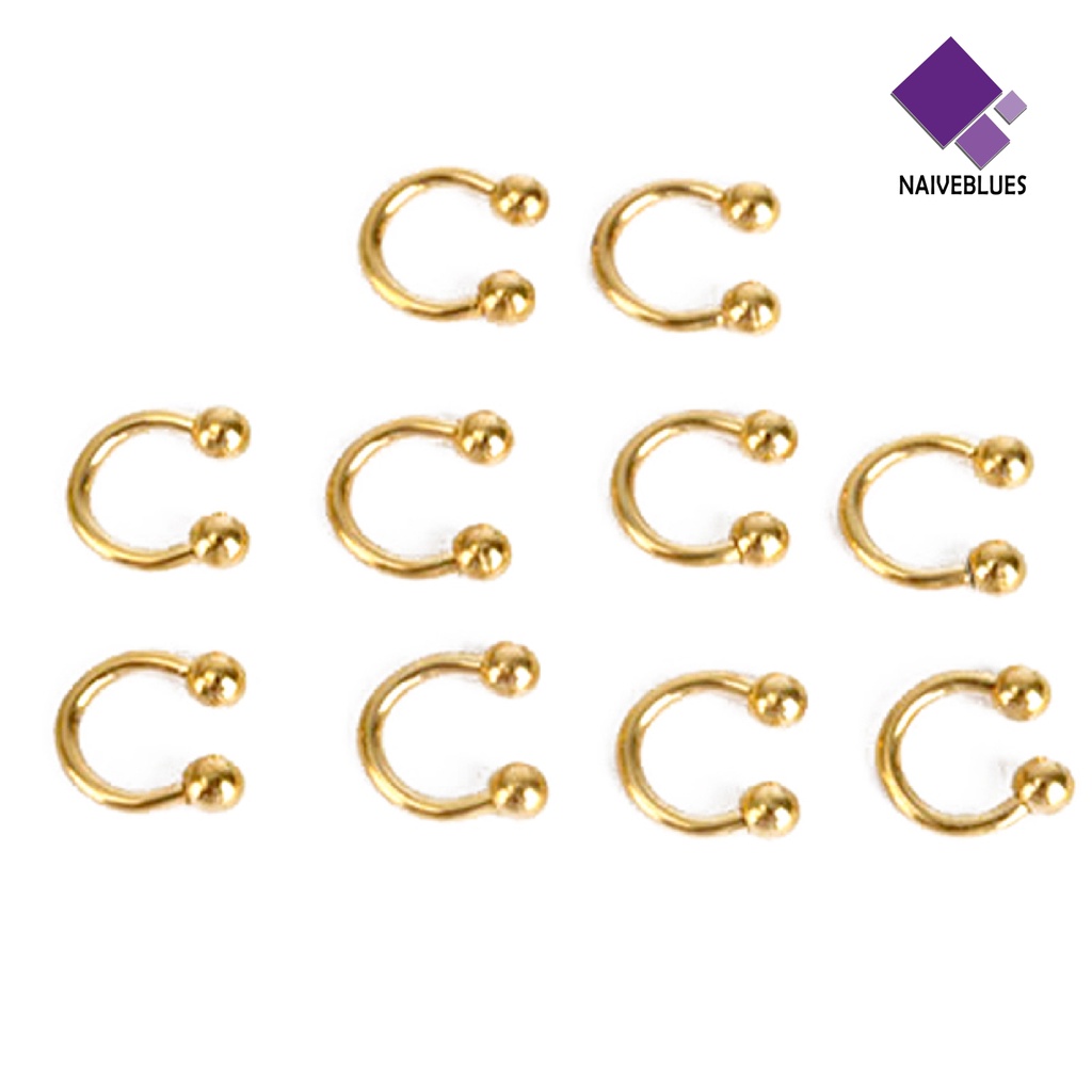 10 Pcs Cincin Tindik Bahan Stainless Steel Untuk Bibir Hidung Septum Telinga