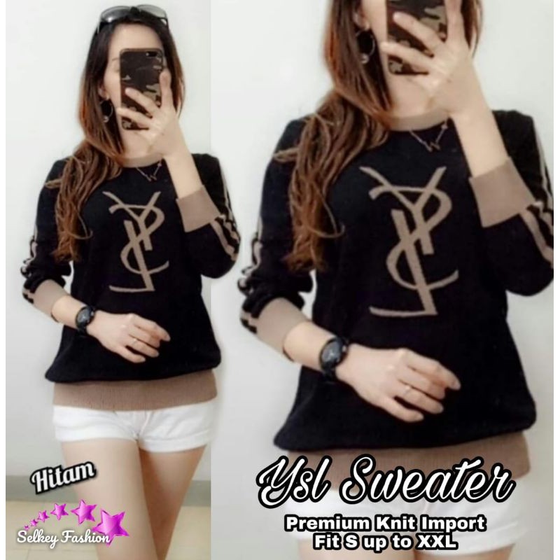 ATASAN SWEATER WANITA YSL SIZE XXL PREMIUM KNIT IMPORT
