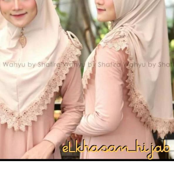 ۝ Hijab bergo renda serut samping kanan kiri bahan jersey super premium (kika) ➾