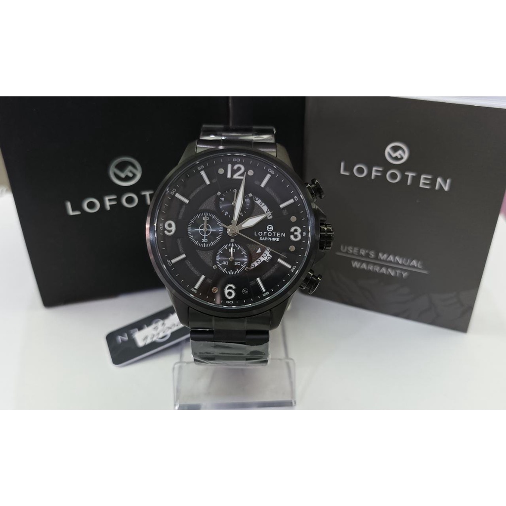 Jam Tangan Pria  Lofoten F6507M Full Black Chronograph Original