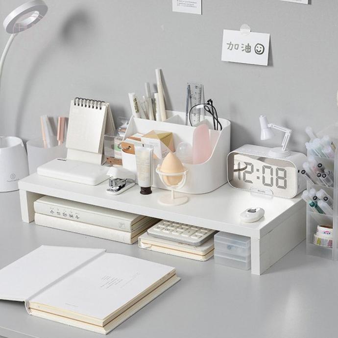 

Office & Stationery | Document Organizer | Korean Aesthetic White Study Table Wood Rack Desk Organizer | Best Seller