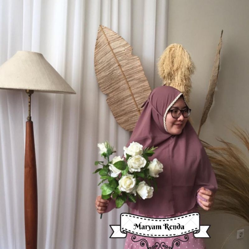 Daily Bergo Tali Maryam Renda Size L Jilbab Instan Kerudung Wolfis