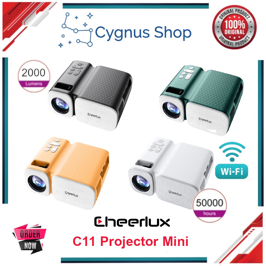 CHEERLUX C11 Portable Mini Projector WiFi Multimedia With LED 2000 Lumens