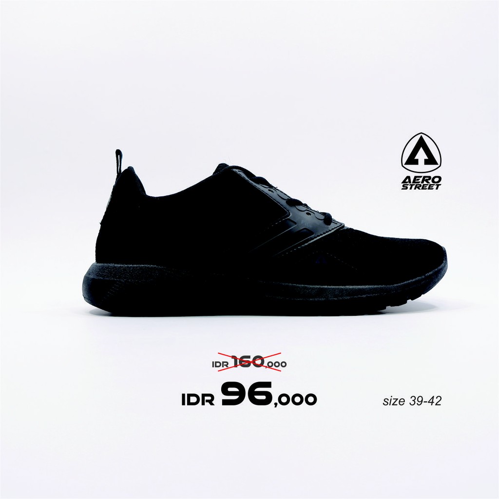 Jual Aerostreet 3542 Fit+ Full Black Sepatu Sneakers Casual Sport