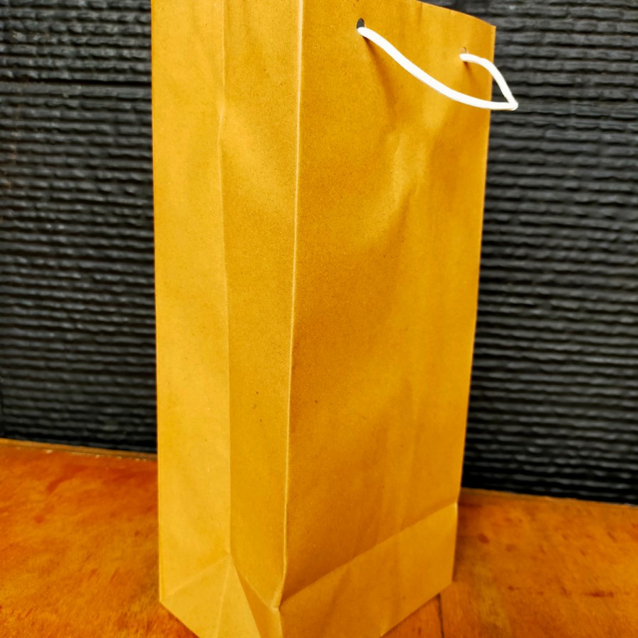 Jual goodie bag paper bag coklat ukuran botol bungkus kado kemasan