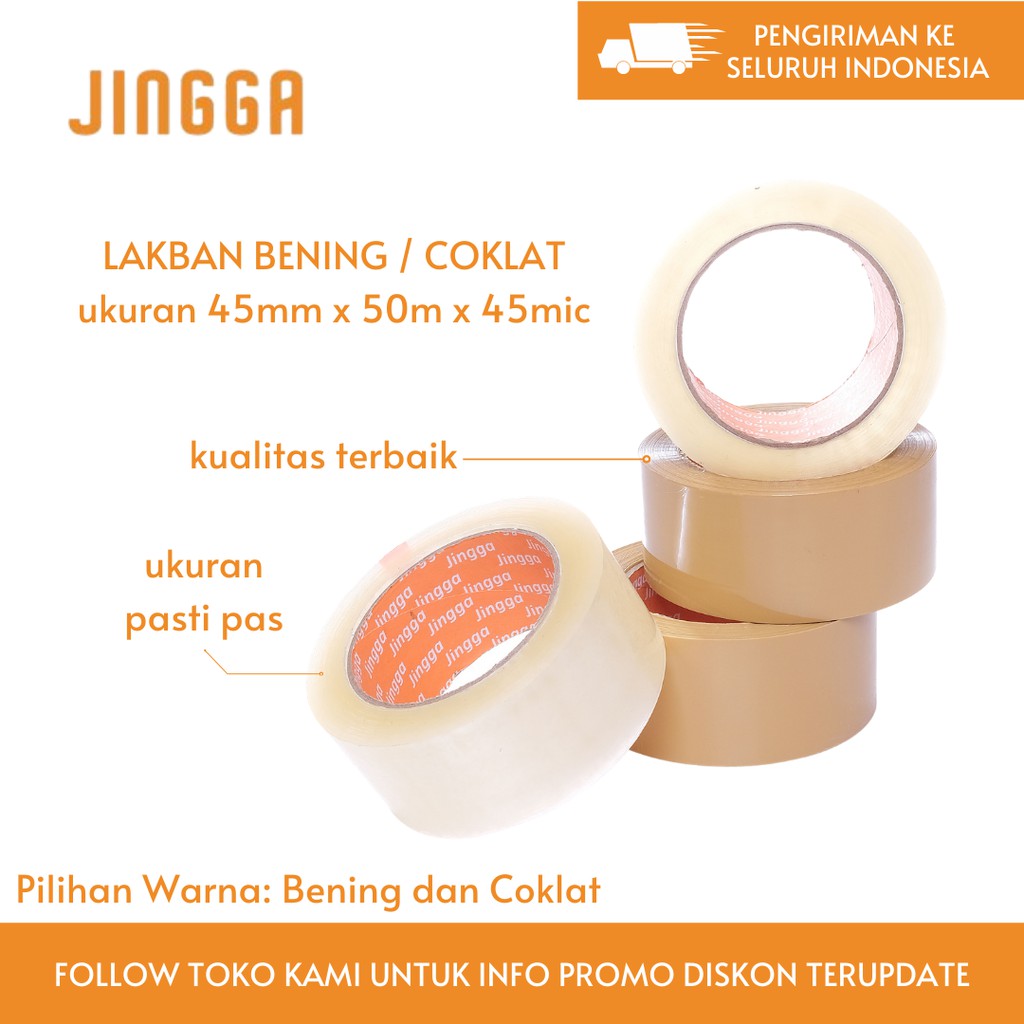 

Lakban Coklat Lakban Bening / OPP Tape Tan OPP Tape Clear 45mm x 50m (45 micron)