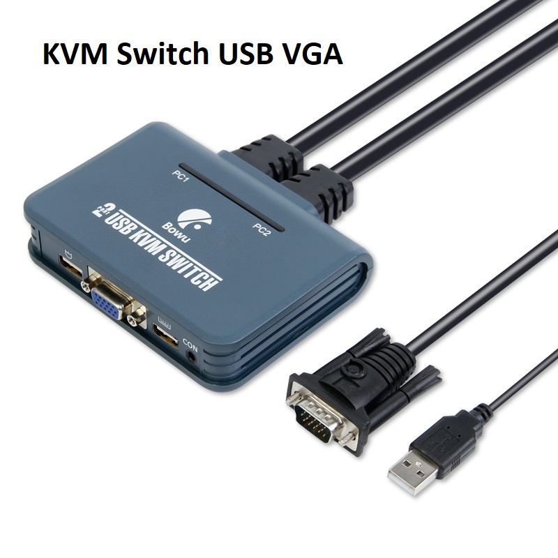 KVM Switch USB VGA 2 Port with Remote include kabel VGA dan USB