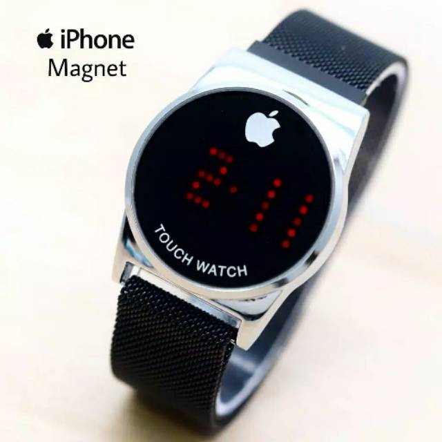JAM TANGAN WANITA IPHONE MAGNET DIGITAL RANTAI PASIR BULAT
