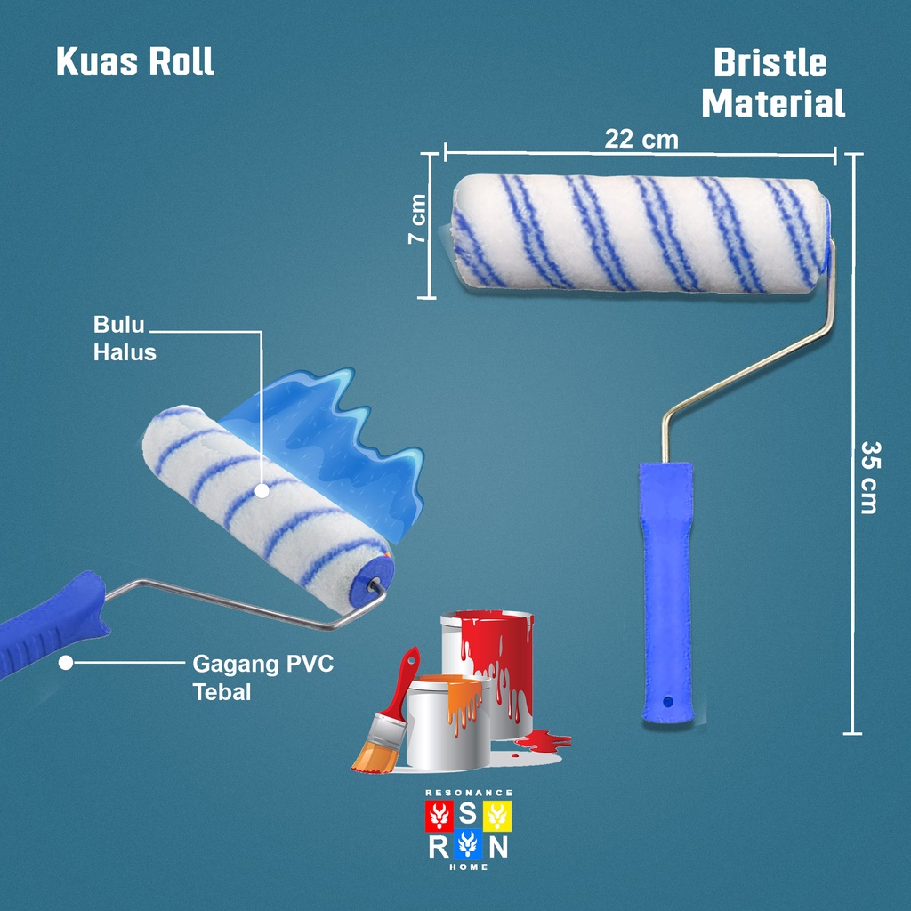 Koas Roll Besar 9'' / Kuas Cat Tembok, Kayu, Minyak Resonance Home