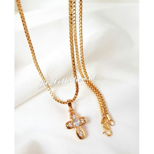 Kalung Salib Permata Fashion Kalung Salib Dewasa Impor Lapis Emas Yaxiya