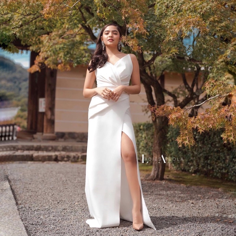 Gaun pesta wanita dress party longdress prom dinner gown big size jumbo slit dress casual forml