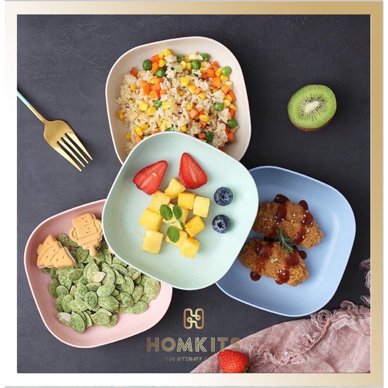 HKS-H163 Piring Makanan Buah Set Warna Warni Bahan Jerami