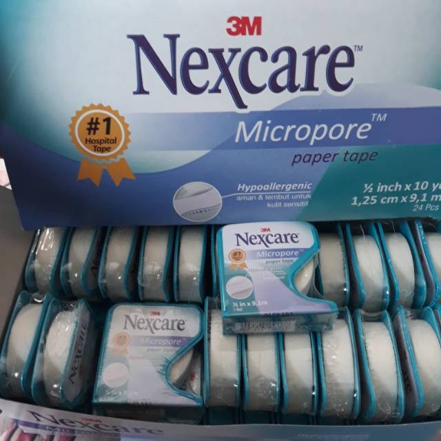 3M PLESTER PUTIH NEXCARE MICROPORE PAPER TAPE 0.5INC, 1INC. PANJANG 5M